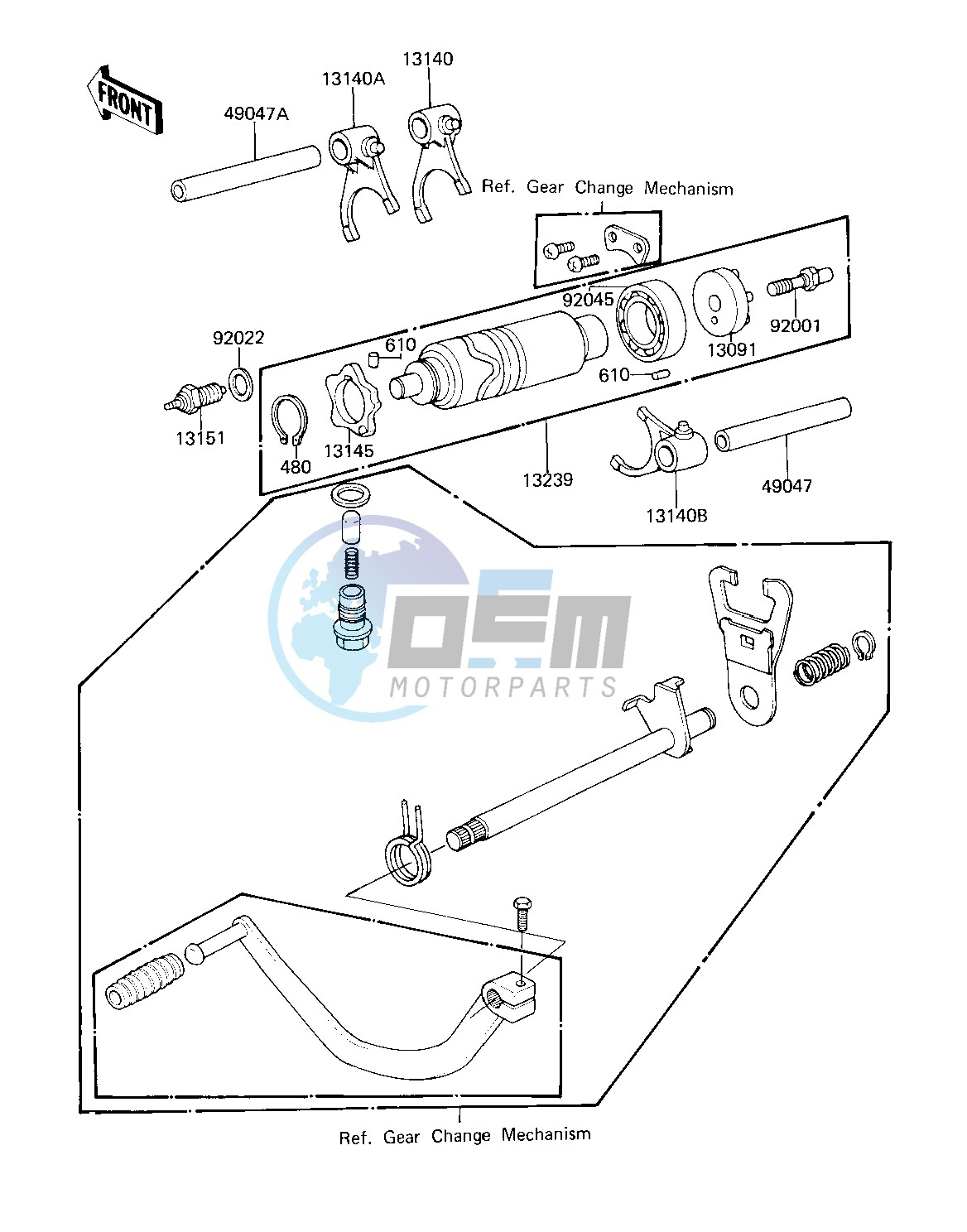 GEAR CHANGE DRUM & FORKS -- 81 D2- -