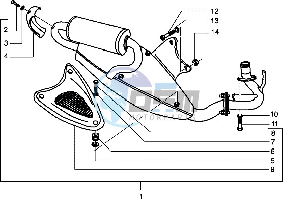 Catalytic silencer (Vehicle with rear hub brake)