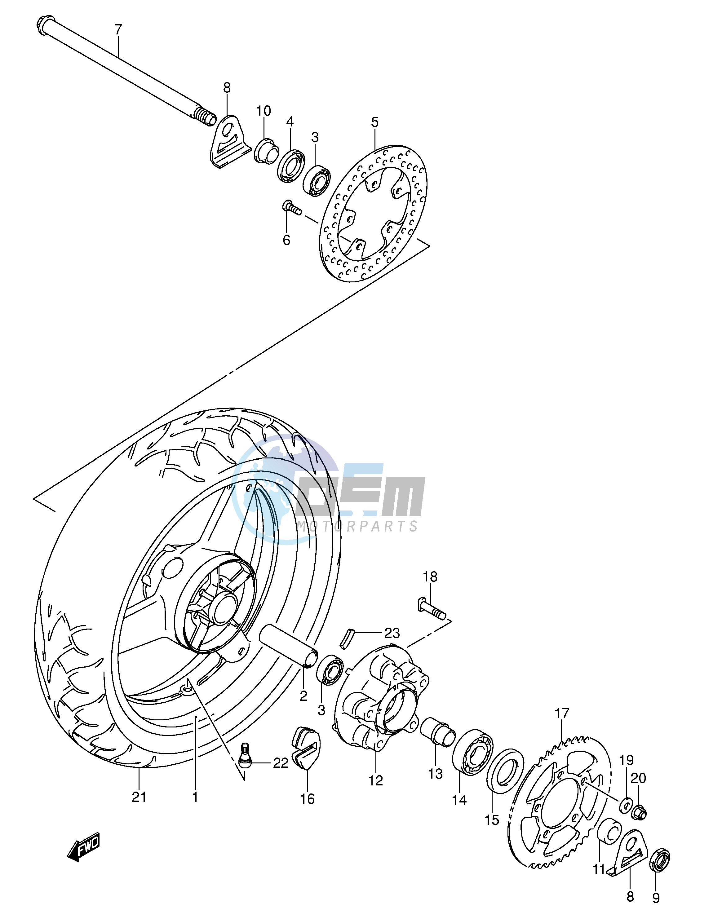 REAR WHEEL (SEE NOTE)