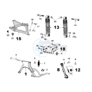 GEOPOLIS 125 SC drawing REAR SHOCK AND STAND