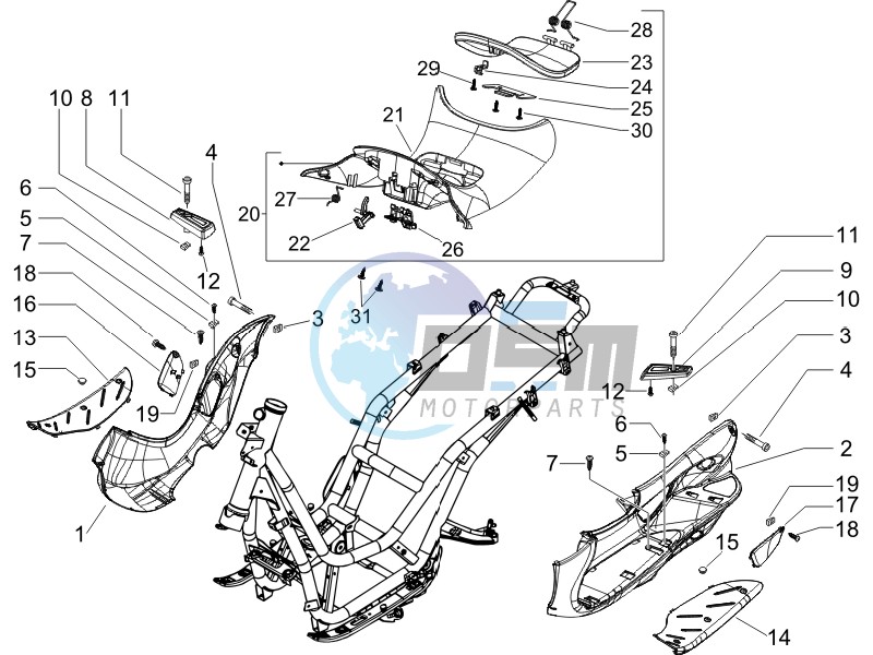 Central cover - Footrests