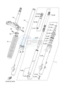 XT250 XT250F SEROW (1YBD) drawing FRONT FORK