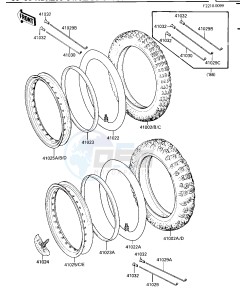 KDX 200 C [KDX200] (C1-C3) [KDX200] drawing WHEELS_TIRES