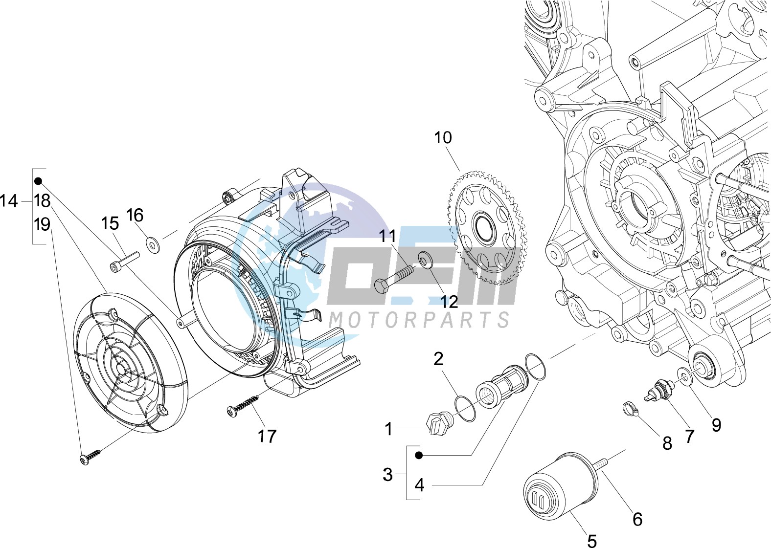 Flywheel magneto cover - Oil filter