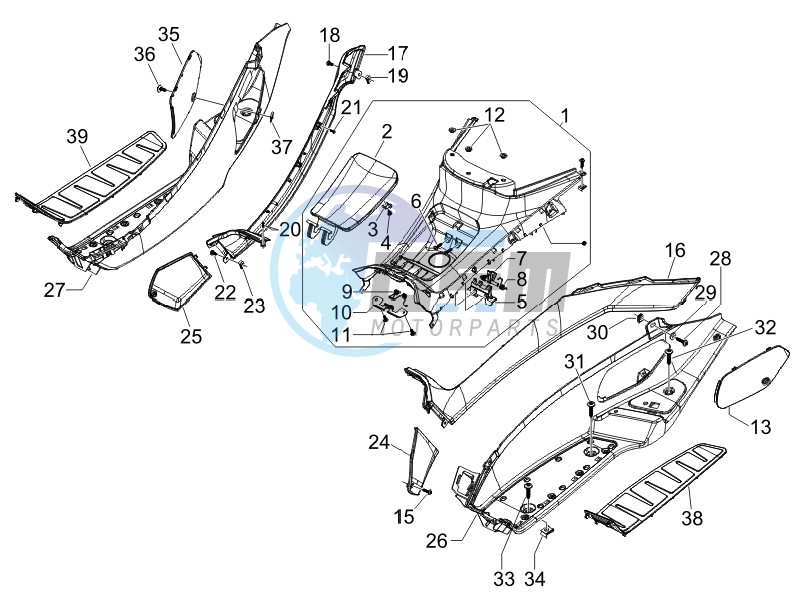 Central cover - Footrests