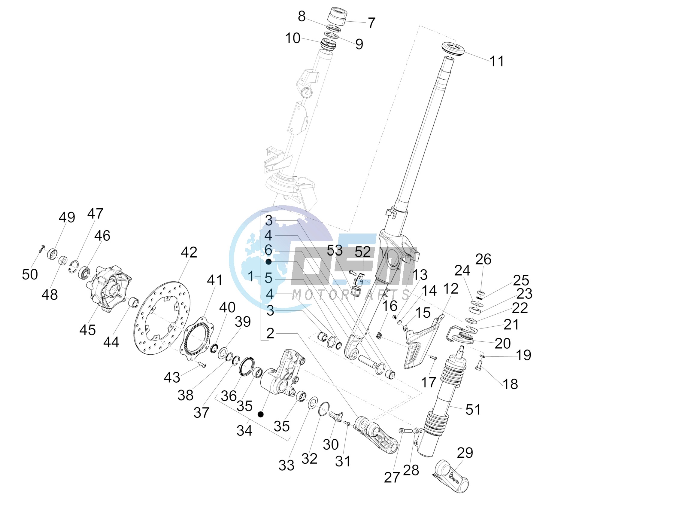 Fork/steering tube - Steering bearing unit