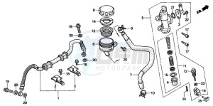 CB600F2 CB600S drawing REAR BRAKE MASTER CYLINDER