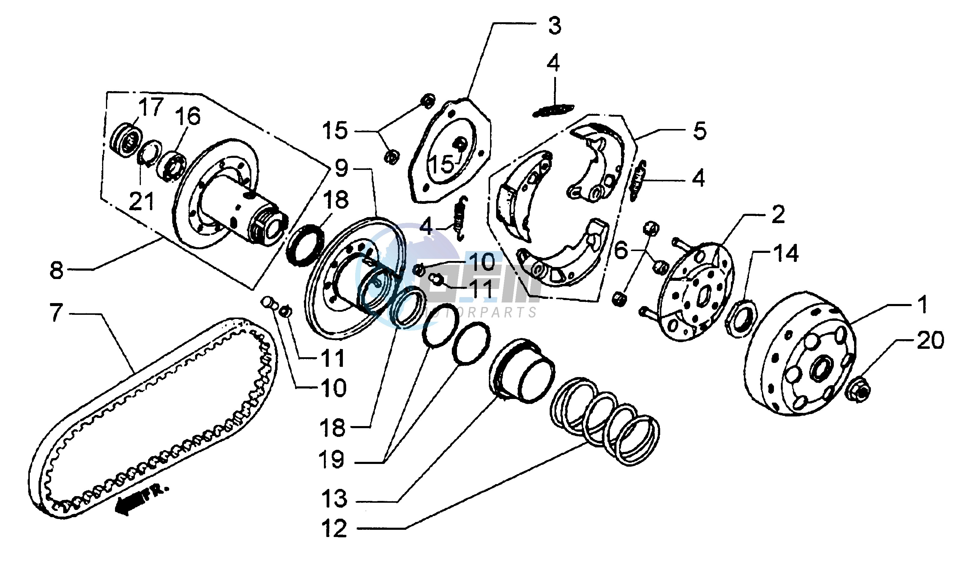 Driven pulley shaft