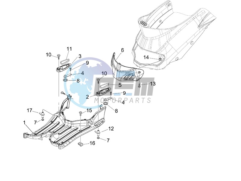 Central cover - Footrests