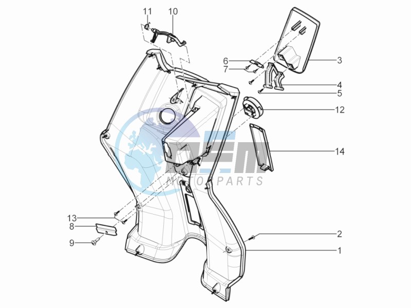 Front glove-box - Knee-guard panel