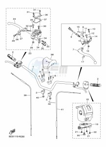 YFM90R (BD3F) drawing STEERING HANDLE & CABLE