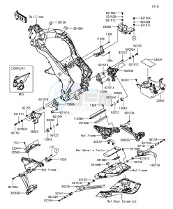 Z1000SX_ABS ZX1000MGF FR GB XX (EU ME A(FRICA) drawing Frame Fittings