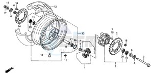 CB600F2 HORNET S drawing REAR WHEEL