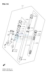 AN400 (E3-E28) Burgman drawing FRONT FORK DAMPER (AN400ZAL1 E33)