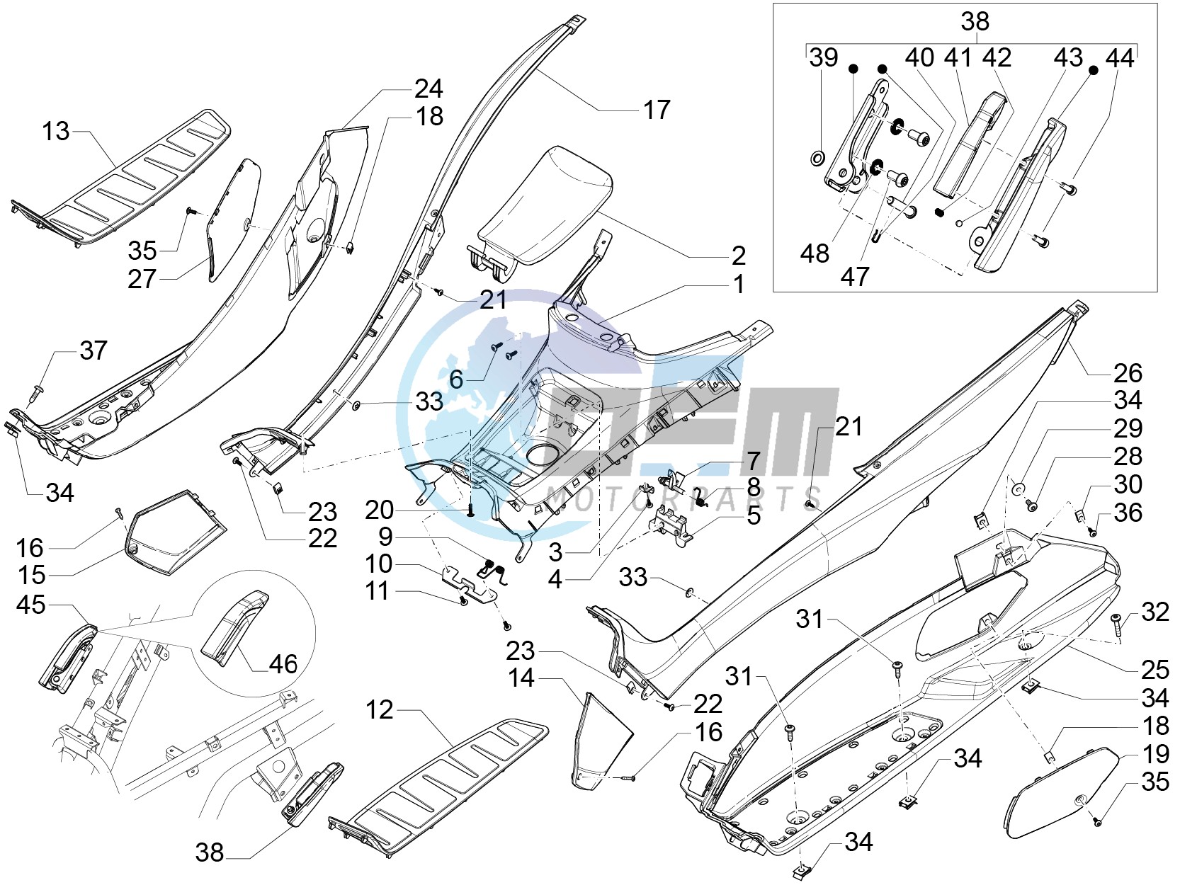 Central cover - Footrests