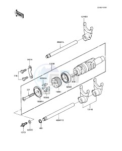 KZ 1100 A [SHAFT] (A1-A3) [SHAFT] drawing GEAR CHANGE DRUM & FORKS