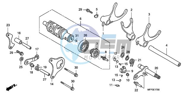 GEARSHIFT DRUM/GEARSHIFT FORK