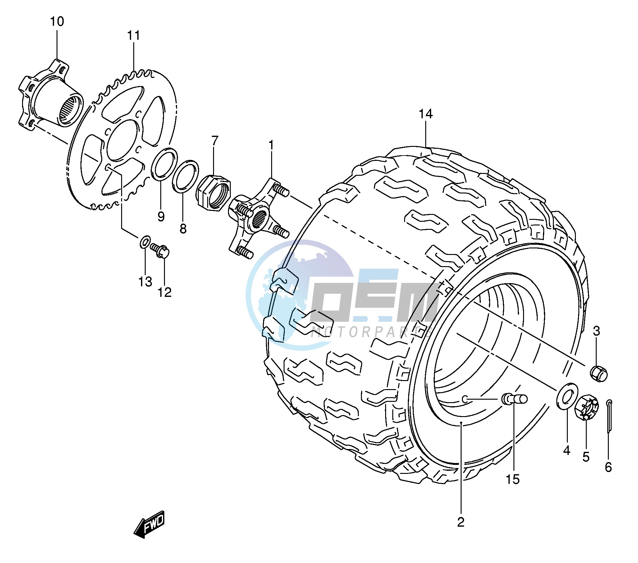 LEFT REAR WHEEL (MODEL K5 K6 K7)