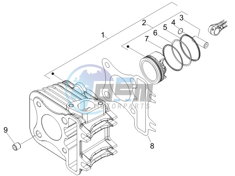 Cylinder-piston-wrist pin unit