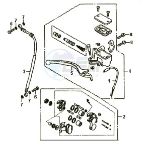 SYMPHONY 50 45KMH drawing BRAKE CALIPER FOR / BRAKE LEVER / BRAKE LINES