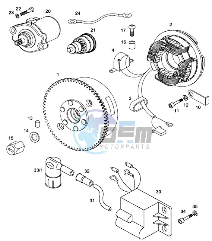 Magneto assembly-electric starter