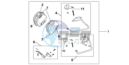 35 LITRE PANNIER KIT SWORD SILVER MET