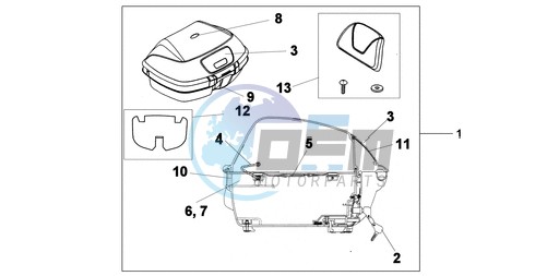 TOP BOX 45L CHEVALIER SILVER METALLIC