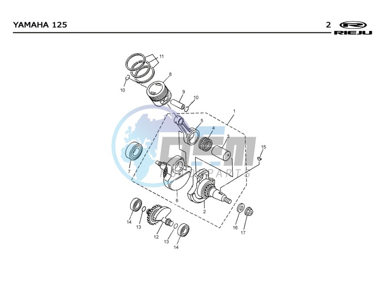 PISTON - CRANKSHAFT  Yamaha 125 4t Euro 2