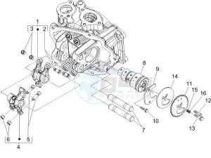 Runner 125 VX 4t e3 drawing Camshaft - Rocking levers support unit