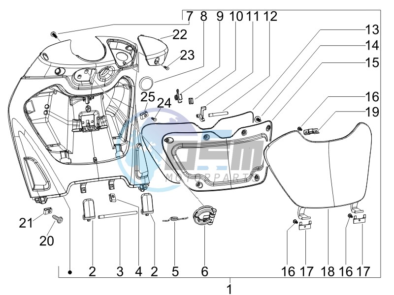 Front glove-box - Knee-guard panel