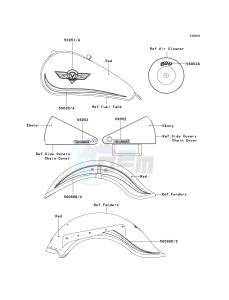 VN 800B [VULCAN 800 CLASSIC] (B6-B9) [VULCAN 800 CLASSIC] drawing DECALS-- RED- --- VN800-B8- -