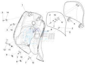 VXL 125 4T 3V drawing Front glove-box - Knee-guard panel