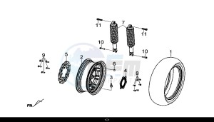 GTS 300I ABS (LN30W9-EU) (L7-M0) drawing R. WHEEL - RR. CUSHION / GTS 300I ABS (LN30W9-EU) (L7-M0)