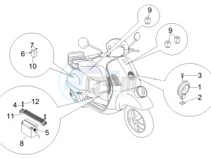 GT 250 ie 60 deg USA drawing Control switches - Battery - Horn