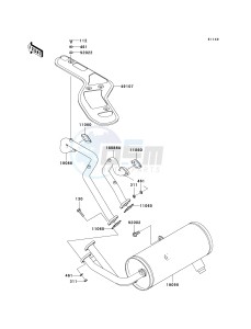 KAF 620 S [MULE 4010 TRANS4X4 HARDWOODS GREEN HD] (S9F-SAF) SAF drawing MUFFLER-- S- -