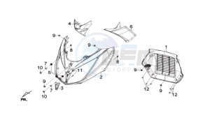 JOYMAX 250i drawing FR PLATE / INDICATORS / INNER LEG SHIELD