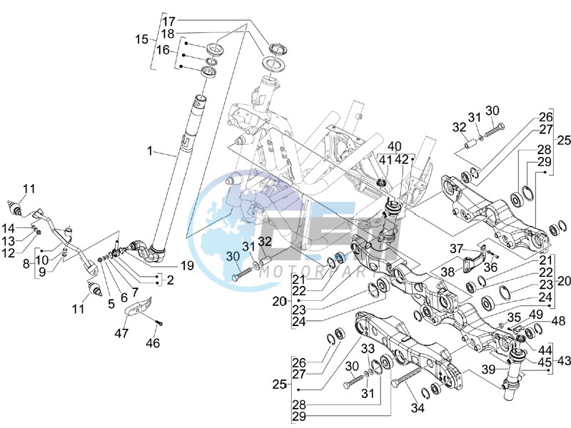 Fork steering tube - Steering bearing unit