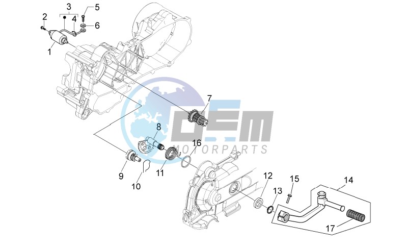 Kick-start gear - starter motor