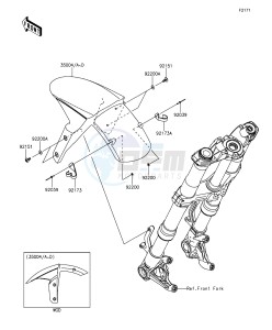 Z1000 ABS ZR1000GEF FR GB XX (EU ME A(FRICA) drawing Front Fender(s)