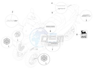 MP3 300 ie E4 LT BUSINESS - SPORT ABS (EMEA) drawing Plates - Emblems