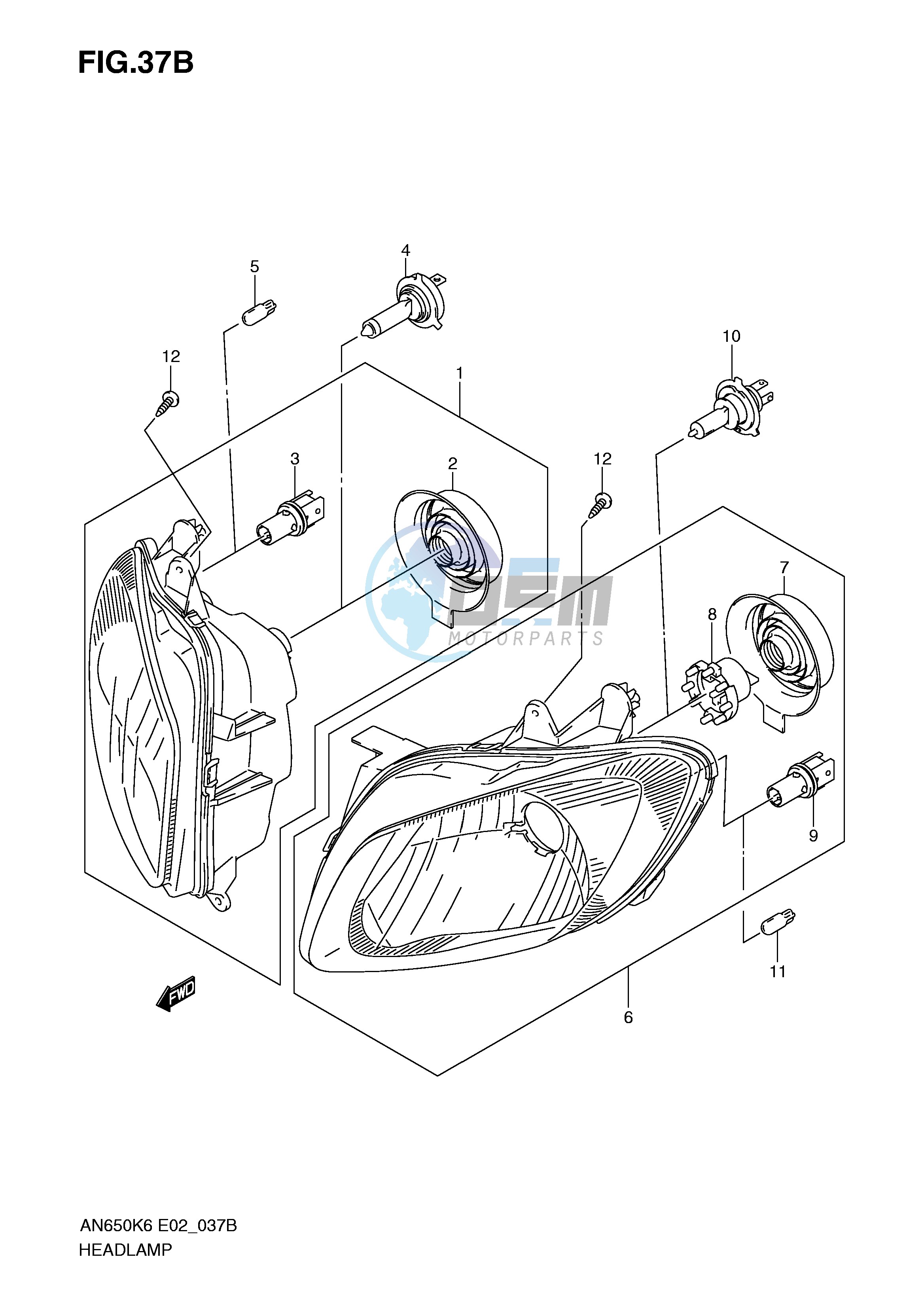 HEADLAMP (AN650AK9 AL0 E19 P37)