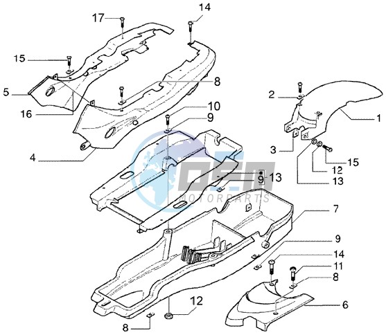 Rear mudguard-undersaddle