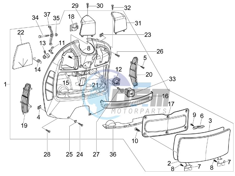 Front glovebox - Knee-guard panel