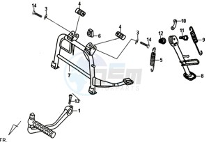 FIDDLE II 50 drawing CENTRAL STAND -SIDE STAND- KICKSTARTER PEDAL