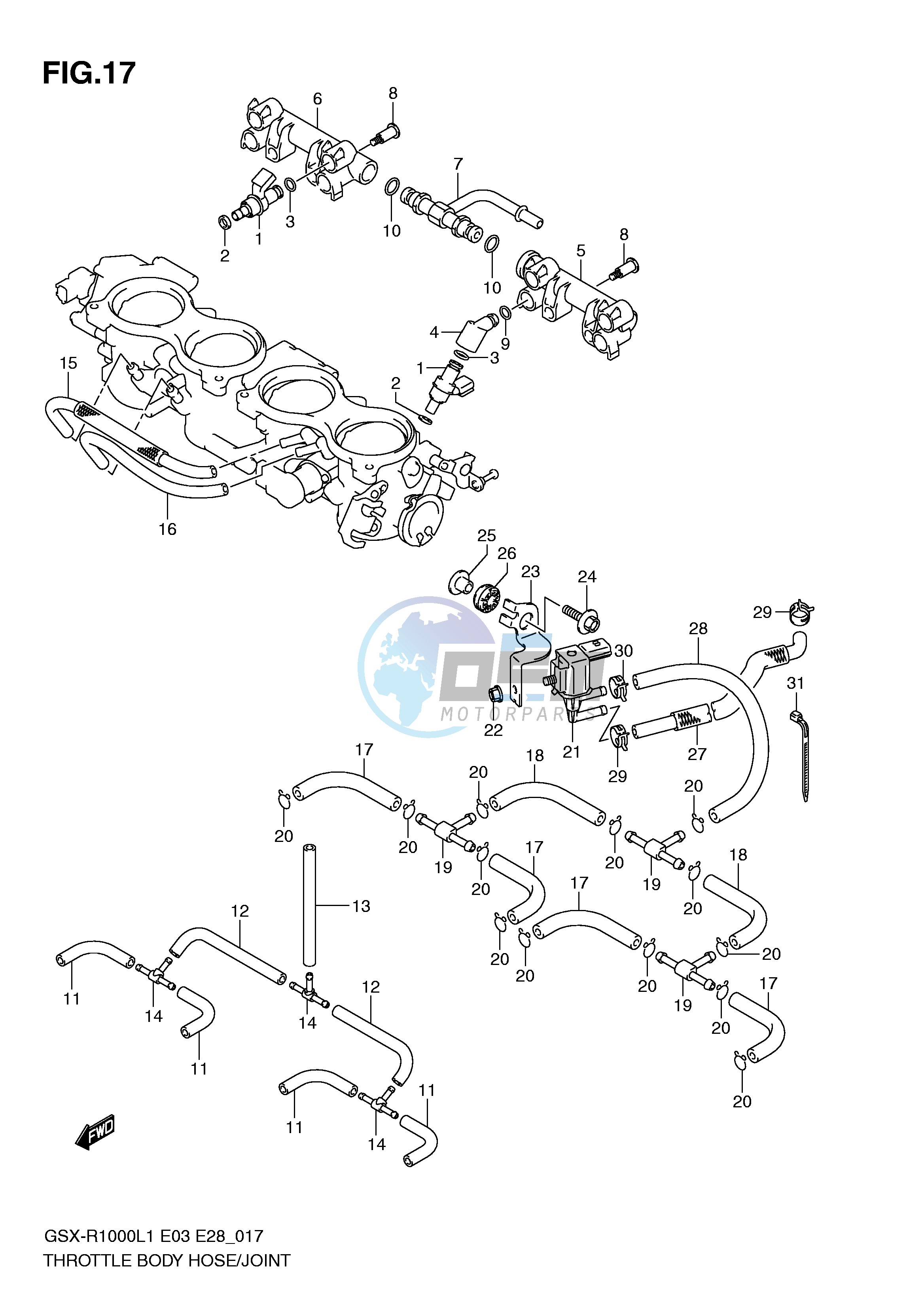 THROTTLE BODY HOSE JOINT (GSX-R1000L1 E33)