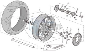 RSV 1000 Tuono drawing Rear wheel Factory