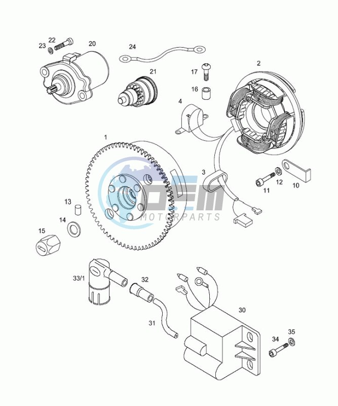 Magneto assembly-electric starter