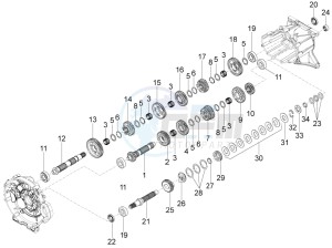 California 1400 Corazzieri 1380 drawing Gear box - Gear assembly