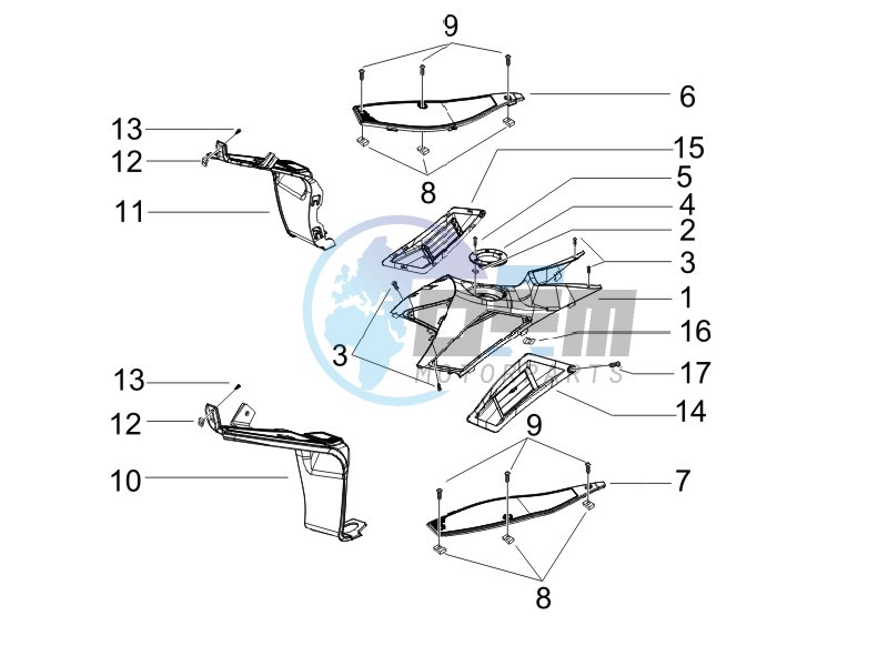 Central cover - Footrests