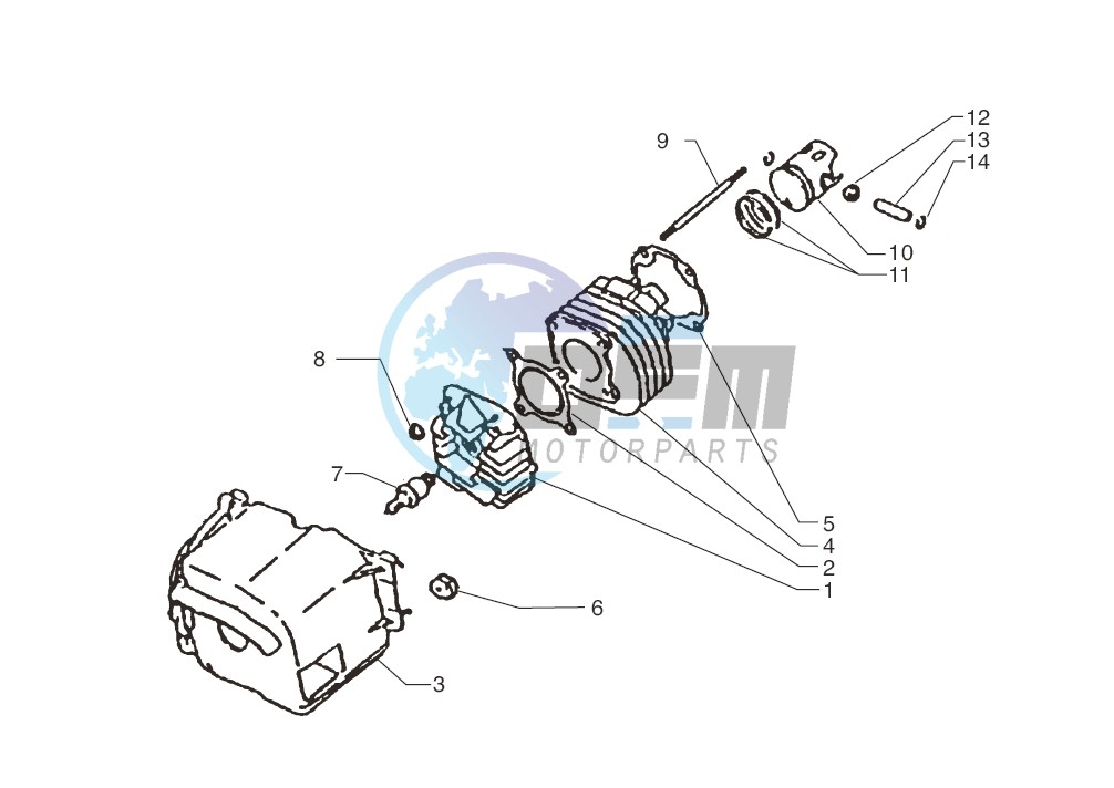 Cylinder-piston-wrist pin assy.